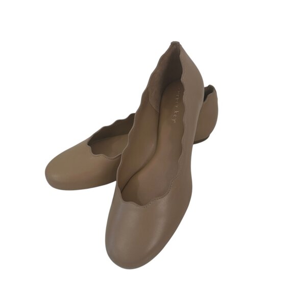 Copper Key Womens Beige Scalloped Leather Ballet Flats Size 8 Comfort Slip On - Picture 16 of 16